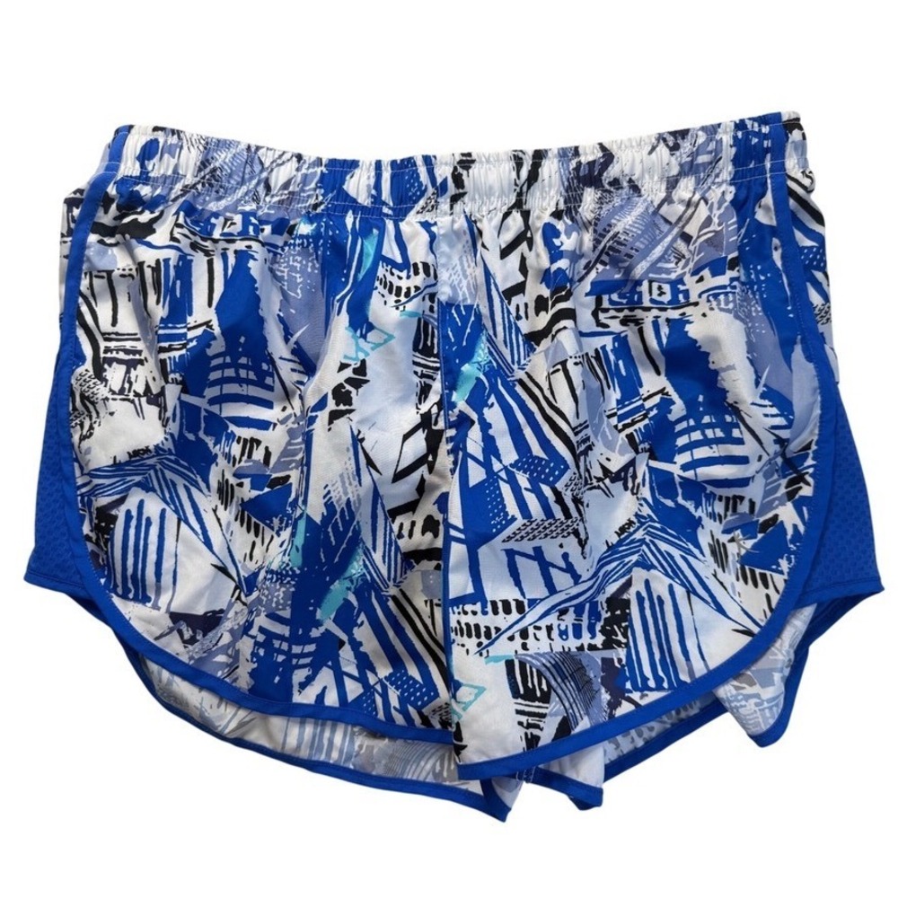 Danskin Now Womens Blue Fire Print Running Shorts Size M 8-10 DNL26241P